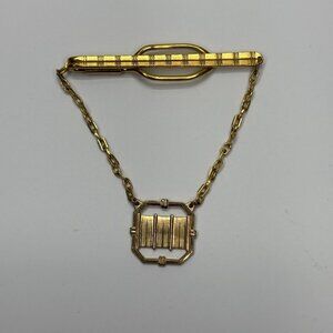 Vintage Swank Tie Clip Bar & Limp Chain Gold Antique USA Made